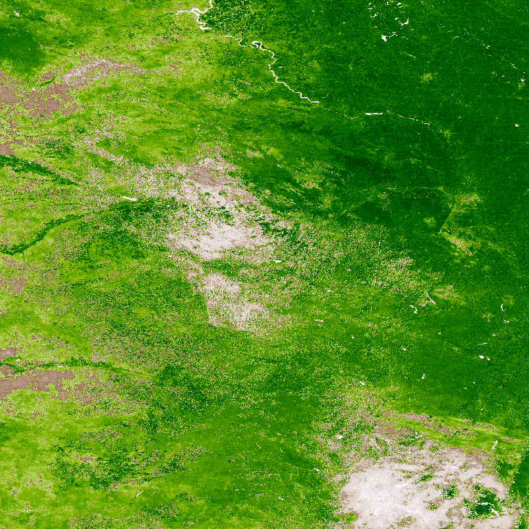 Great Plains NDVI September — mixed green and brown, harvest underway
